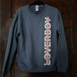 Gildan Blue Crewneck Sweater with Pink Graphic